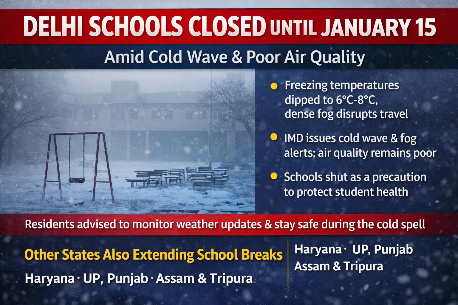 "Delhi Schools Closed: How Long Will the Cold Wave Keep Classes Halted?"